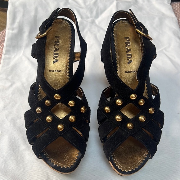 Prada Shoes - PRADA suede and cork sandals